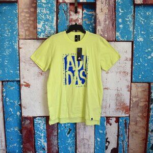 Men's Adidas Lineage Split Tee T-Shirt Short Sleeve MEDIUM Yellow Tint NEW